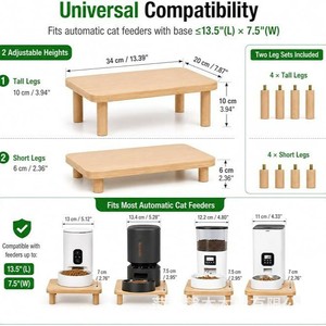 Adjustable Solid Wood Cat Feeder Stand Height Adjustable Pet Bowl Base For Cats - Product Image 4