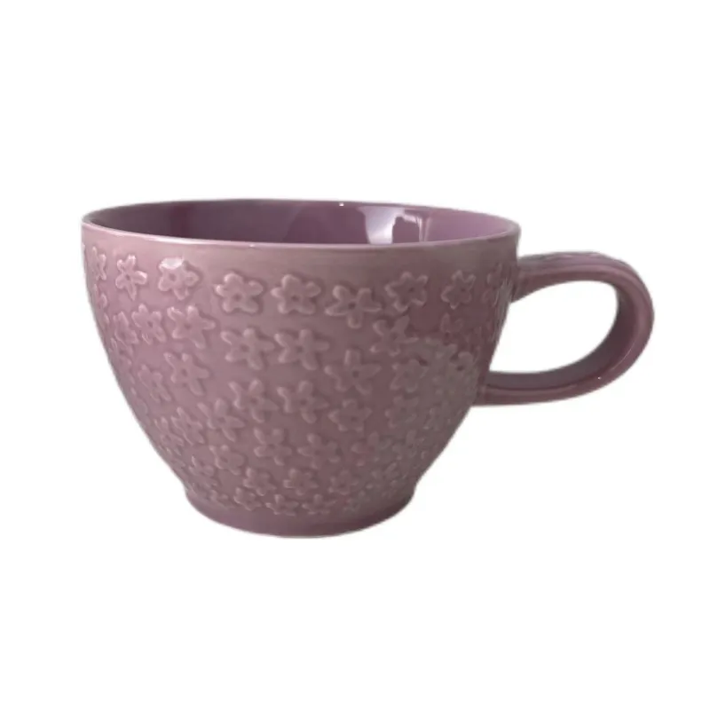 Hoa dập nổi Châu Âu bán buôn Tea Cup teaware sứ chén trà gốm và đĩa