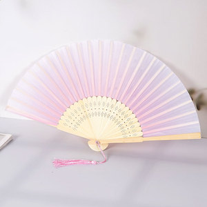 Ventaglio Pieghevole in Tessuto Monocolore da 21 cm con Manico in Bambù per Matrimoni e Feste, Regali Promozionali per Matrimoni - Product Image 3