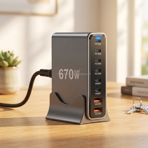 670w רב יציאה 8-יציאה usb gan טעינה מהירה מתאם שולחן עבודה 140w מחשב נייד וטאבלט מהיר - Product Image 2