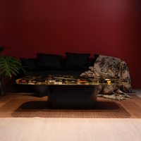 Table basse en résine époxy personnalisée, forme ovale carrée, vente directe d'usine, unique en son genre, noire, art floral