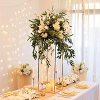 Supports floraux métalliques dorés pour centres de table de mariage, vases colonnes hauts pour arrangements floraux de table, centres de table floraux