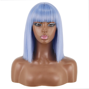 Perruque coiffure couleur <span class=keywords><strong>mi</strong></span>-longue <span class=keywords><strong>frange</strong></span> de <span class=keywords><strong>cheveux</strong></span> droite longueur d'épaule perruque en Fiber chimique coiffure - Product Image 6