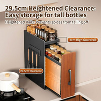 Meuble de rangement de cuisine à double niveau, gain de place, avec porte coulissante en bois pour vaisselle, design moderne et écologique