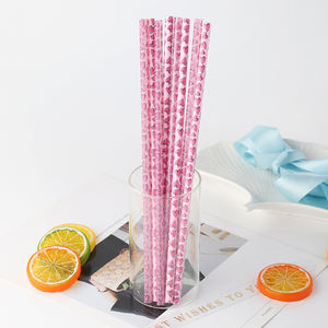 情人节吸管，可重复使用的硬质塑料吸管，带心形装饰印花粉色心形塑料吸管，可重复使用，可用于派对 - Product Image 5