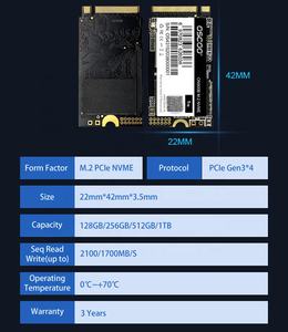 适用于 NVME M.2 SSD 2242 双面贴片 PCIe Gen3 笔记本电脑内置硬盘 512GB-2TB 2100MB/s 读取 1800MB/s 写入 - Product Image 5