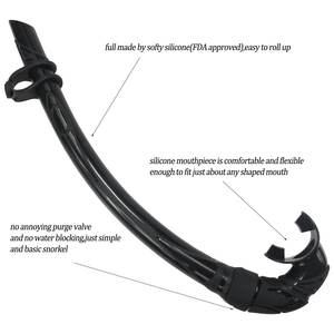 Atacado Freediving Snorkel Logotipo Personalizado Adulto Silicone Snorkel Tubo De Respiração Dobrável Preto Confortável Mergulho Natação - Product Image 4