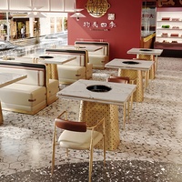 Ensemble de table et de chaises de salle à manger rondes modernes de luxe en pierre frittée, 4, 6, 8 places, meubles de restaurant, designs de restaurant de fondue