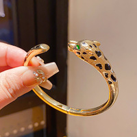 Youmili LX0037 Bracelet de luxe pour femme plaqué or 18 carats avec zircon imprimé léopard, ensemble de bracelets, certifié IGI, anniversaire, micro