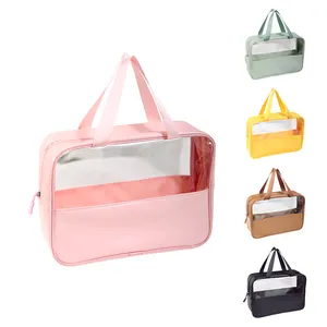 Personnalisation du fabricant Petite trousse de toilette en PVC Pochette de transport transparente pour cosmétiques, mode, voyage, trousse de maquillage pour femmes