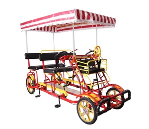 Bicicleta Surrey <span class=keywords><strong>de</strong></span> <span class=keywords><strong>4</strong></span> Ruedas para <span class=keywords><strong>4</strong></span>-6 <span class=keywords><strong>Personas</strong></span>, Cuatriciclo Turístico con Toldo - Product Image 6