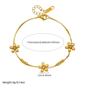 Flower Stainless Steel Jewelry <b>Set</b> Gold Plated Rhinestone Pendant Chain Necklace <b>Bracelet</b> Gift <b>Set</b> - Product Image 4