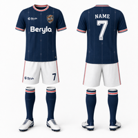 Conjunto de Uniforme de Fútbol Unisex Personalizado, Estilo Británico Vintage, Impresión por Transferencia de Calor, Secado Rápido, Transpirable, 100% Poliéster Malla