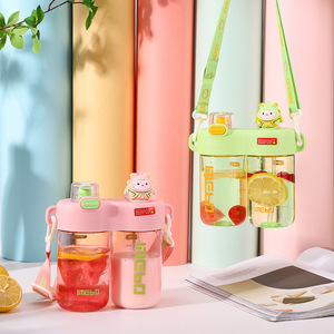 Bouteille d'eau scolaire réutilisable <span class=keywords><strong>Kawaii</strong></span> pour enfants, 600 ml, anti-fuite, à boire directement, écologique, sans BPA, avec paille/sangle, qualité alimentaire - Product Image 2