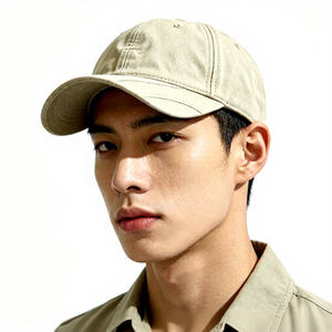 Plain <b>Light</b> Khaki Unbranded Dad <b>Hat</b> OEM Puff Printing Logo Soft Washed Cotton Common Casual Sports Dad Cap for Men Women Outdoor - Product Image 1