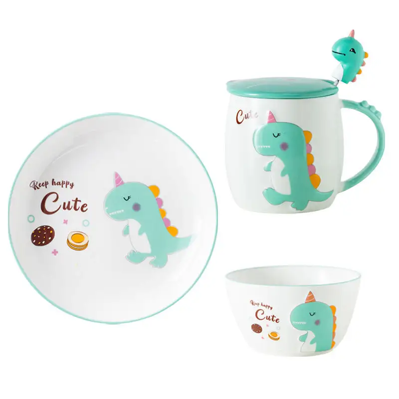 11oz 3D 인쇄 부속품을 위한 귀여운 아기 공룡 숟가락 커피 잔 사기그릇 세라믹 작풍 현대 다채로운 특징 Eco 유형