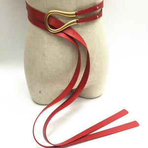 <span class=keywords><strong>Ceinture</strong></span> fine pour <span class=keywords><strong>femme</strong></span> en similicuir double couche avec <span class=keywords><strong>grande</strong></span> boucle en métal doré en forme de U, <span class=keywords><strong>ceinture</strong></span> tendance - Product Image 4