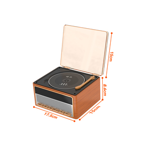 Lecteur CD rétro de type plateau, système audio, lecture USB, lecteur de musique portable avec haut-parleurs, BT MP3, stéréo domestique - Product Image 1