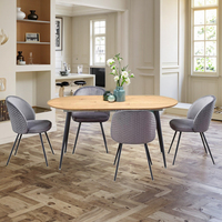 Fauteuil moderne élégant en velours gris foncé Table à manger rembourrée à panneaux en MDF pour meubles de maison ou de salle à manger