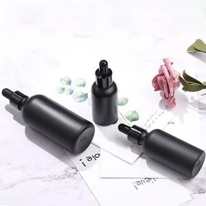 Botellas de gotero de cristal negro mate, con tapa gotero suave para botellas de aceite de esencia, 10ml, 15ml, 30ml, 50ml, 100ml, venta al por mayor - Product Image 2
