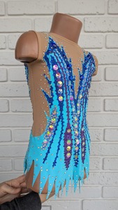 Costume da gara di ginnastica ritmica da ragazza con Pattern Design di lusso con strass lucido ginnastica artistica body Ballet - Product Image 2