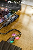 Adaptor 2-in-1 Tipe-C Male ke Double Tipe-C Female 100W OTG PD Pengisian Cepat & Sinkronisasi Data 10Gbps untuk Kamera Laptop Earphone