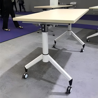 Bureau pliant extensible Liyu en acier inoxydable moderne avancé avec plateau en bois, table de formation portable sur roulettes, amovible pour le bureau