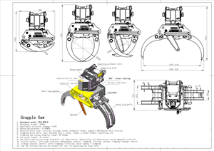 Machine forestière XUVOL WYJ-90W, grappins coupe-arbre avec cylindre de serrage, accessoire d'excavatrice, scie à grappin - Product Image 4