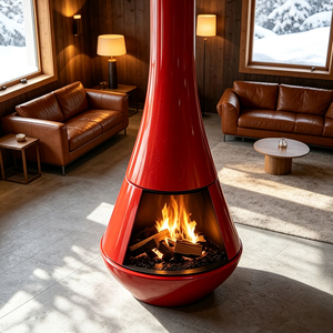 Elegante Chimenea de Leña Independiente con Forma de Cono, Chimenea Abierta para Leña - Product Image 6