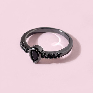 Bague en or noir plaqué or massif avec zircone cubique, design personnalisé, pour homme - Product Image 5