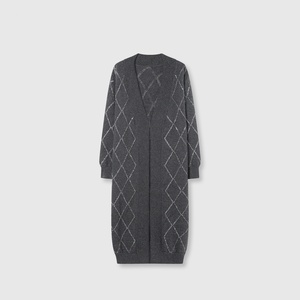 A9363 stile europeo e americano <span class=keywords><strong>Cardigan</strong></span> maglione <span class=keywords><strong>grigio</strong></span> nero stile Free Size alla moda <span class=keywords><strong>donna</strong></span> lungo cappotto invernale - Product Image 1