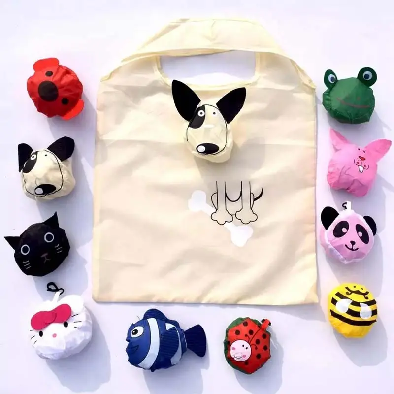 Creative Cute Animal Shopping Bags Fishes Travel Foldable Handbag Grocery Tote Storage Reusable Cartoon Shopping Eco Bags