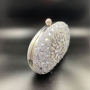 New Cross-border Polyester Bag Full <b>Glitter</b> Glass Rhinestone Buckle Chain Strap Clutch Birthday Wedding Party Tanjing - Product Image 2