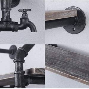 Mensola a muro industriale <span class=keywords><strong>in</strong></span> tubo di <span class=keywords><strong>ferro</strong></span> mensole a parete a 2 livelli di grandi <span class=keywords><strong>dimensioni</strong></span> rustico ripiano galleggiante per cucina ufficio bagno - Product Image 2