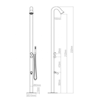 Douche extérieure autoportante en acier inoxydable BOBAO avec bec de lavage des pieds pour piscine
