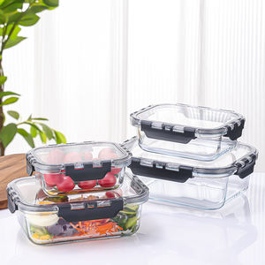 Offre Spéciale Design moderne Récipient de préparation de repas en verre Couvercles Récipients de stockage de garde-manger de cuisine pour le déjeuner Salade de fruits Légumes Plus - Product Image 4