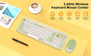 Cute Colorful Round Keys Retro Silent Compact Bt 2.4g High-end Scissor <b>Rechargeable</b> Keyboard and <b>Mouse</b> Combo - Product Image 3
