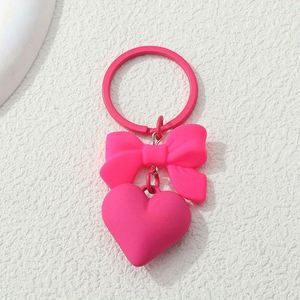 Acrylic Lovely Heart-Shaped Bow <b>Keychain</b> Colorful Hearts Decorative Accessory for Women Bag Charm Pendant - Product Image 4