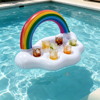 Prix d'usine Fournisseur de matériel de fête gonflable Seau à glace flottant Porte-gobelet flottant Design arc-en-ciel Bar flottant 2-en-1 pour boissons et aliments