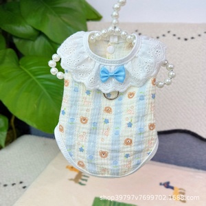 Ropa para Mascotas, Chaleco con Ribete <span class=keywords><strong>de</strong></span> Encaje, Estilo Casual Japonés y Coreano, Primavera-Verano, para Gatos, Bichón Frisé y Perros, Venta al Por Mayor - Product Image 1