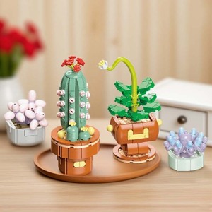 Bloques de Construcción de Partículas Pequeñas, Planta Artificial en Maceta, Cactus Combinado, Torre de Flores Mágica, Adorno de Escritorio - Product Image 3