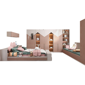 Canis — armoire en bois moderne rose, mignonne, pour filles, à personnaliser, chambre d'enfants, avec bureau, offre spéciale