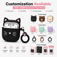 Casing Earbud PVC Lembut Motif Kucing Hitam Kawaii dengan Gantungan Cakar