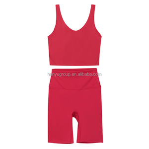 Costume de sport actif en forme de U pour femmes soutien-gorge de Fitness haut et short de <span class=keywords><strong>Yoga</strong></span> ensemble personnalisé dame grande taille ensembles de <span class=keywords><strong>Yoga</strong></span> en gros - Product Image 5