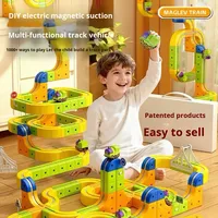 Cube magnétique transformable, train électrique, train à grande vitesse, voie magnétique, voiture, blocs de construction en plastique à assembler soi-même, jouets pour enfants