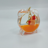 Porte-clés Acrylique Personnalisé avec Figurine Flottante Liquide Colorée, Design Horloge Réveil Mignonne et Animal de Dessin Animé, Pendentif pour Sac à Dos, Décoration d'Intérieur, Cadeau