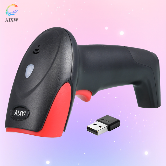 AIXW Brand 2.4G 1D Wireless Barcode Scanner with Long Scan Distance USB & COM Interface Low Price Stock Reader for Supermarket