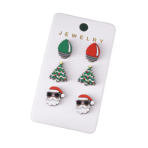 2025 nouveau ensemble de boucles d'oreilles à la mode boîte-cadeau d'arbre de noël en bois pour les fêtes et les cadeaux prêts à expédier - Product Image 1