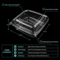 Boîte à dessert carrée transparente en gros, conteneur jetable en PET pour croissants, produits de boulangerie et collations (personnalisable)