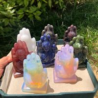 Vente en gros de figurines de Bouddha sculptées à la main dans la pierre précieuse, statue de Bouddha en cristal de guérison, Feng Shui pour la décoration de la maison, cadeau de méditation